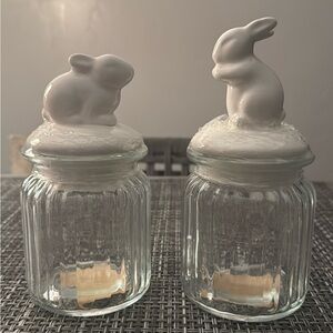 Easter Glass Bunny Jars With Lid Set Brand New. Please see pictures.